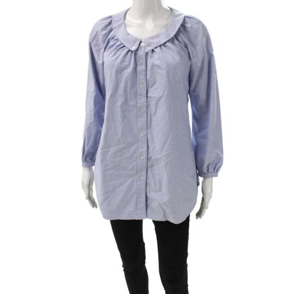 Steven Alan Women Tunic Blouse Light Blue Button Long Sleeve Cotton Size XS